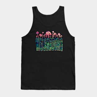 Mushrooms in a trippy, hippy type design Tank Top